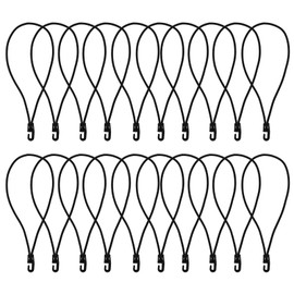 Vesaneae 25 PCS Bungee Cords with Hooks, Heavy Duty Bungee Straps, Black Stretch Rope with Durable Hooks, for Luggage Outdoor Tents Camping Bikes