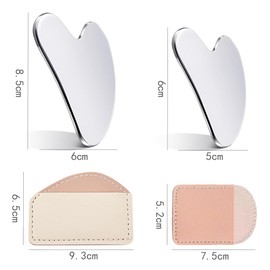 TRKETK 2 Stück Gua Sha Edelstahl, Herzform Gua Sha Massagewerkzeug Guasha für Gesicht aufgerüstet Gua Sha Stein Gesichtsmassage Werkzeuge Massageschaber für Gesicht, Augen, Hals (Silber)