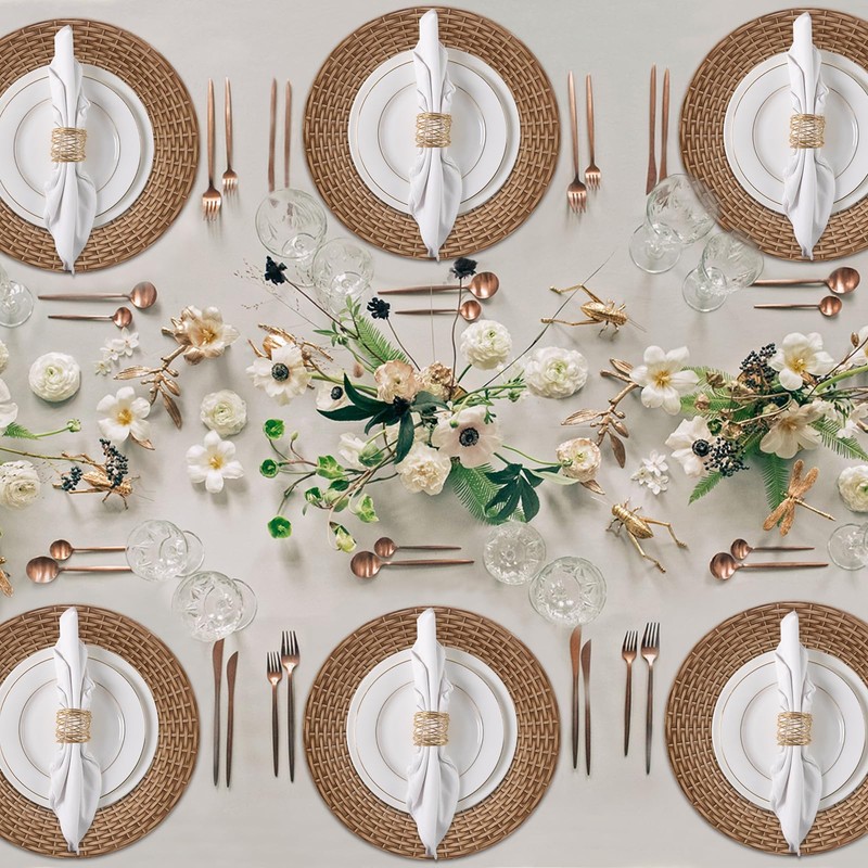 MAONAME Faux Rattan Charger Plates Set of 12, Table Chargers