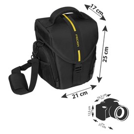 Essex Large SLR Case with Rain Cover and Screen Protector for Sony SLT-A58K/Alpha 68 /Canon EOS 80D /Pentax K-70 /Panasonic Lumix DMC-FZ1000 Camera - Yellow