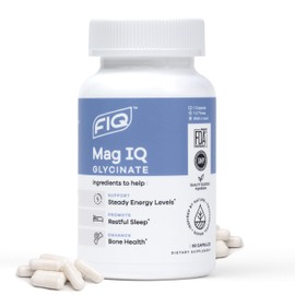 FIQ - Mag IQ Glycinate - Magnesium Bisglycinate Chelate TRAACS - High Absorption Magnesium Glycinate Supplement - Sleep, Daily Energy, & Bone Wellness - 60 Capsules