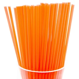 Made in USA Pack of 250 Unwrapped BPA-Free Plastic Slim Extra Long Drinking Straws (Orange - 18" X 0.21")