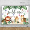 Bovlleetd 5x3ft 1st Birthday Backdrop Jungle Animals Tropical Plants Safari