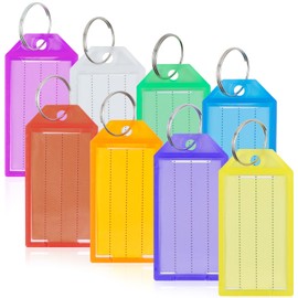 Romon Key Fob Writable, Pack of 40 Robust Plastic Key Fob Labels, Labels Key Label Key Labelling for Labelling with Split Ring Label Window, 5 Colours