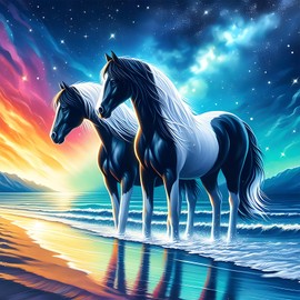 MOGTAA Horse Diamond Art Painting Kits for Adults, Starry Sky DIY 5D Diamond Painting Kits for Adults Beginners, Full Round Drill Diamond Dots Crystal Craft Kits for Home Decor 30x30 cm