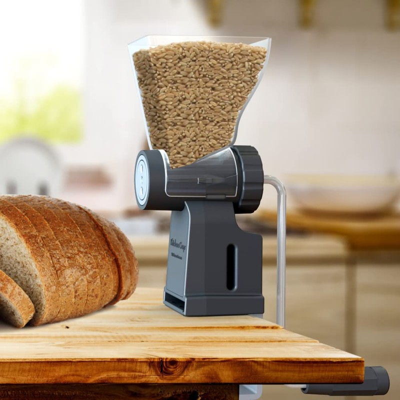 Kitchen Crop Hand Crank Grain Mill Wheat Flour Grinder, Stainless