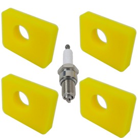 HaeKap 4pcs 799579 Air Filter with Spark Plug, Lawn Mower Air Cleaner Foam Filter Replaces 4248 5434, Fit for B*riggs and S*tratton 550E-550Ex Series 09P000, 08P000 Engine