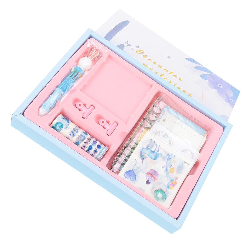 Notebook Set Checkered Girl's Heart Cute Thick Journal Gift Box