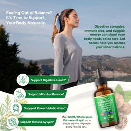 NURAFUSE Organic Wormwood, Black Walnut, Oregano, Soursop, Shilajit Liquid Drops – 1550mg per Serving, Ultra Potent, USA Made & Lab Tested – 2 FL OZ (60ml)