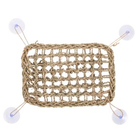 Mipcase Lizard Lounger Bearded Dragon Hammock Natural Seagrass Habitat with Suction Cup for Climbing Chameleon Hermit Crabs Gecko Snakes Lizard Hammock