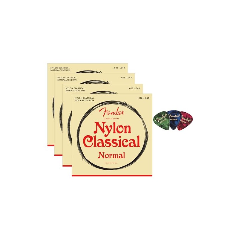 Fender Nylon Classical Strings - Tie End 4-Pack Bundle with
