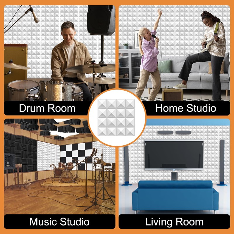 TroyStudio Acoustic Sound Diffuser Panels, 12 X 12 X 1