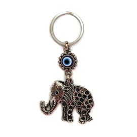 MYSTIC JEWELS By Dalia - Turkish Eye Elephant Keyring - Good Luck Charm - Good Luck Keychain - Gift