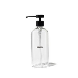 Public Goods Glass Dish Soap Dispenser Pump for Kitchen Sink | Liquid Dish Soap Refill Bottle | Made with Clear Borosilicate Glass and Black Stainless Steel | 16 Oz Dispenser