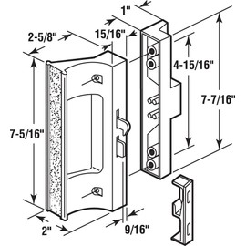 Prime-Line C 1216 Sliding Door Handle, 4-15/16 In. Hole Centers, Black (Single Pack)