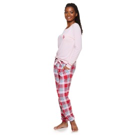 U.S. Polo Assn. Womens Pajama Sets - Plaid Pajama Sets for Women 2 Piece, Womens PJs Sets (Light Pink, Medium)