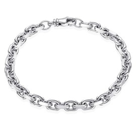 MATERIA by Matthias Wagner Men's Bracelet 925 Silver 6 mm Wide Diamond-Coated Rhodium-Plated 19-24 cm, Sterling Silver