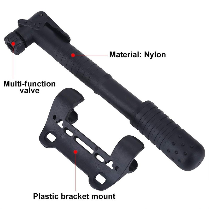 Bike Air Pump, Black Mini Size Pump Ergonomic Handle with