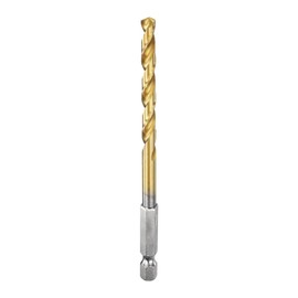 sourcing map 1/4" Hex Shank Drill Bit 7/32" Gold Oxide M35 High Speed Steel Twist Drill Bit 135 Degree Split Point Tip Drilling Tool with Quick Change Hex Shank for Metal Wood Plastic