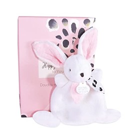 Doudou et Compagnie Mini Rabbit Comforter Pink 17cm Happy Doudou Collection - Soft Plush Toy for Babies - Gift Idea for New Born - Gift Box - Washable - DC3884