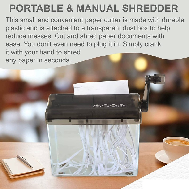 Manual Shredder, A6 Hand Crank Portable Mini Paper Cutting Tool