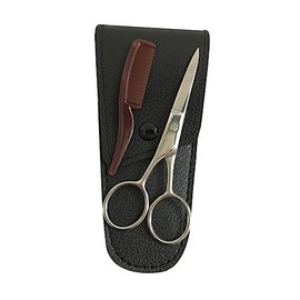 Stainless Steel Mustache Scissors Set Precision Eyebrow Trimmer and Beard Cutter for Men Durable Grooming Tool for Home and Salon Use Black Eyebrow Shear Kit