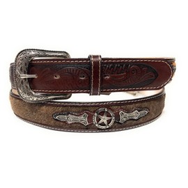 Generic 1 3/4"" Wide Genuine Leather Horse Hair Western Style Leather Belt, Cowboy Rodeo Concho Ranger Style Belt (Brown, 40)