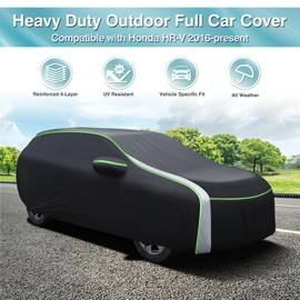 Mixsuper Liner Car Cover for Honda HR-V 1998-2024, Full Car Cover All Weather Car Covers for HRV, Waterproof Outdoor Cover with Zipper Door Reflective Strips
