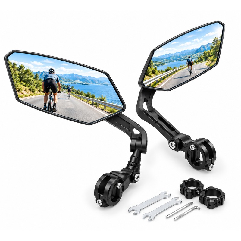 Bike Rear View Mirror for Cycling – Adjustable Rotatable Clear