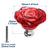 Yetaha Red Glass Dresser Knobs, 5PCS Rose Crystal Drawer Handles