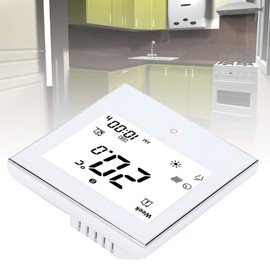 Boiler Room Thermostat, Intelligent Central Heating Control, Weekly Programmable Digital Room Thermostat with LCD Touch Screen, White/Black 3A (White)