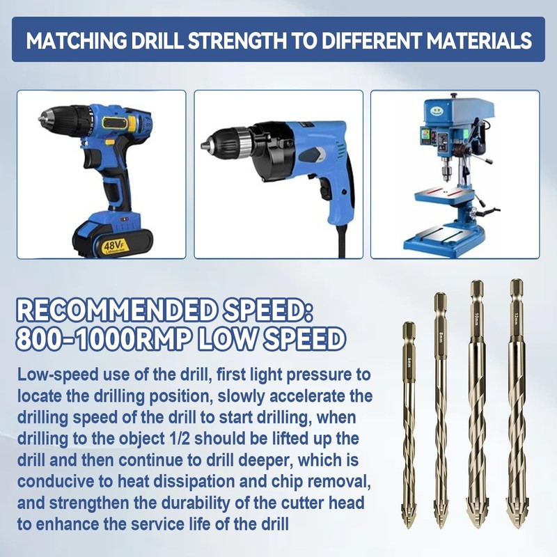 Four-Flute Sawtooth Eccentric Drill Bit, High-Strength Serrated Drill Bit 1/4