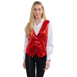 Dress Up America Fully Lined Red Sequin Vest for Adults