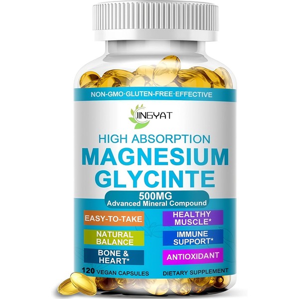 Magnesium Glycinate Softgels,High Absorption Magnesium Glycinate 500 mg for Stress