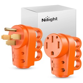 Nilight 50 Amp RV Male and Female Plug Set 14-50P Plug and 14-50R Receptable