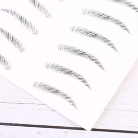Operitacx 2 Hojas Pegatina para Cejas 6d Negra, Fibra Artificial, 2 Efecto Pelo Natural, Fácil de Usar, Forma Única para Mujeres
