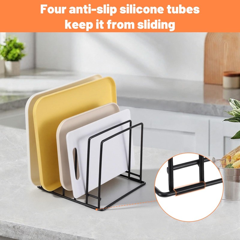 2 Pack 5-Slot Baking Sheet Organizer Rack, Heavy Duty Steel