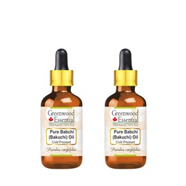 Greenwood Essential Pure Babchi (Bakuchi) Oil (Psoralea corylifolia) with Two Glass Droppers Cold Pressed (Pack of Two) 50ml X 2 (3.38 oz)