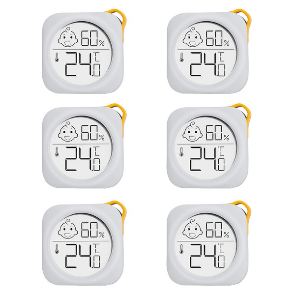 6 Pack - OPPERD Hygrometer Indoor Thermometer - Mini Digital