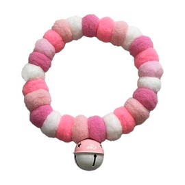 leconpet Pom Pom Ball Dog Necklace Stretchy Plush Ball Cat Necklace Decorative Eye-catching Pom Pom Pet Puppy Collar with Bell for Taking Photos, Walking, Outdoor Sports (Pink, M)
