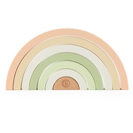 Bieco Rainbow Wooden Rabbit Fine Stacking Tower Baby Plug-In Game Wooden Rainbow Montessori Rainbow Decorative Stacking Tower from 1 Year Wooden Rainbow Children Stacking Stones Baby Stacking Tower