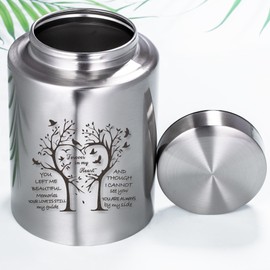 Medium Urns for Adult Male Female Ashes Silver Tree of Love Urns for Human Ashes Burial Urns for Cemetery Memorial Urn Large Keepsake Urn Decorative Cremation Urn with Velvet Bag