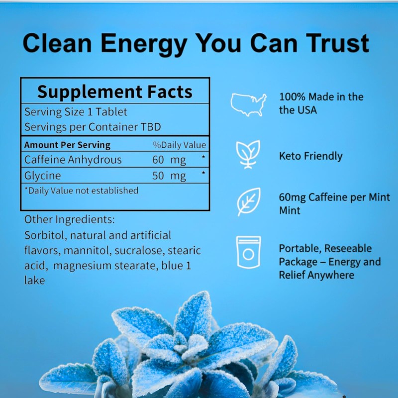Caffeine Mints by Rally, 60 Milligram, Instant Energy, Fresh Breath,