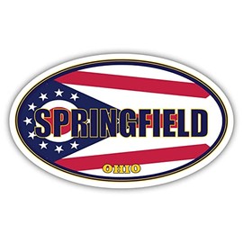 Springfield City Ohio State Flag | OH Flag Clark County Oval State Colors Bumper Sticker Car Decal 3x5 inches