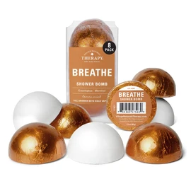 Village Naturals Therapy Breathe Shower Bomb Steamers, Soothing Scent, Eucalyptus and Menthol, 60 g, Pack of 8