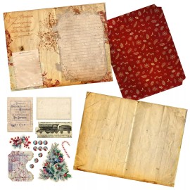EZscrapbooks Vintage Christmas Red DIY Kit - Junk Journal, Journal, Smash Book -EZ-7118