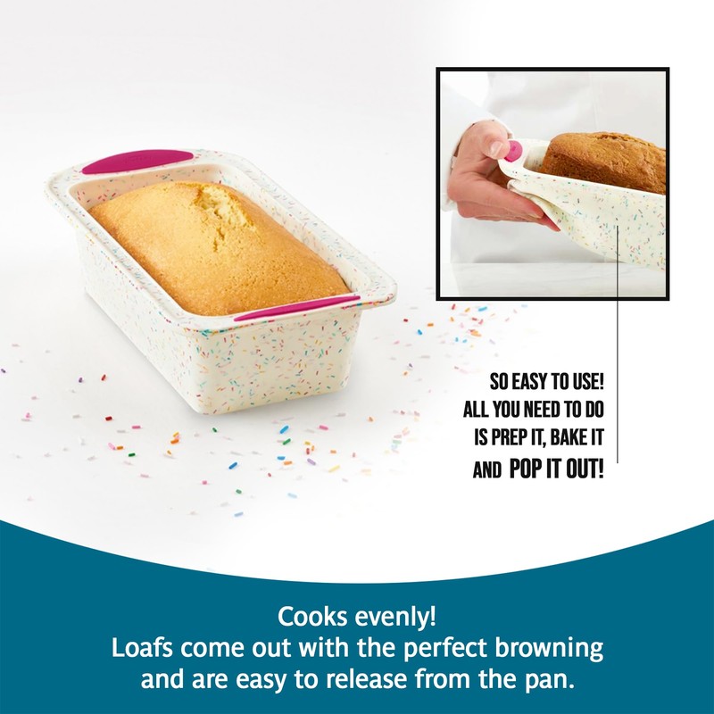 Trudeau 05118555 Structure Loaf Pan Silicone Bakeware, Medium, Confetti White