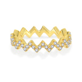 STARCHENIE Highs and Lows Ring 925 Sterling Silver 18K Gold Plated Friendship Ring for Women Stackable Zig Zag Eternity Band Jewelry for Best Friend Sisters Size 6