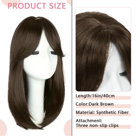 XFSRG Haarteile Echthaar Clip in Extensions Natürlicher Look Hair Topper für Alltag und Besondere Anlässe Langes Glattes Haar(6# Dunkelbraun)