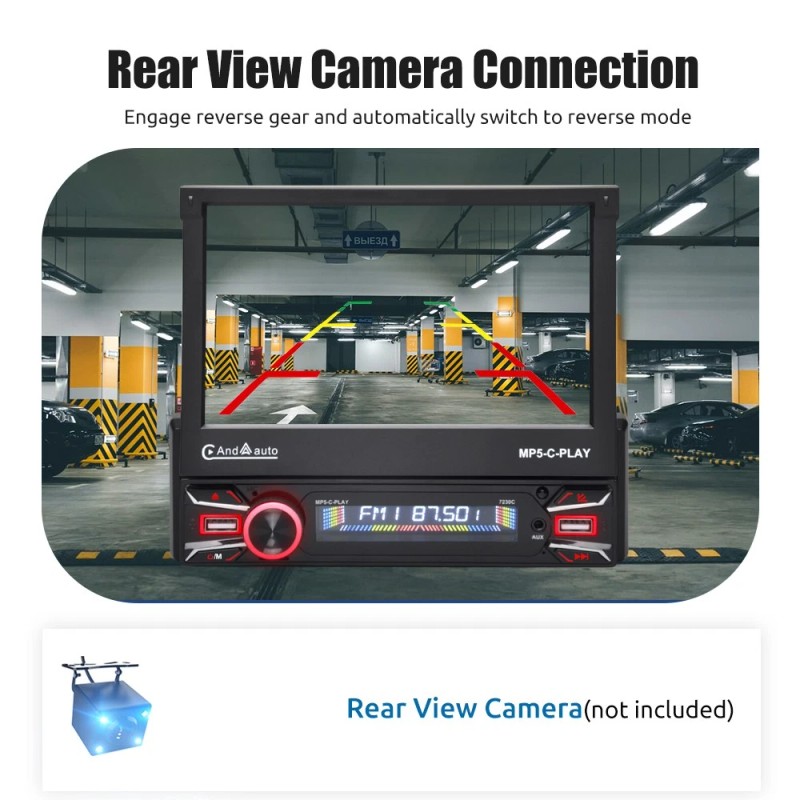 ESSGOO 7" Single DIN Car Stereo Head Unit Flip Out